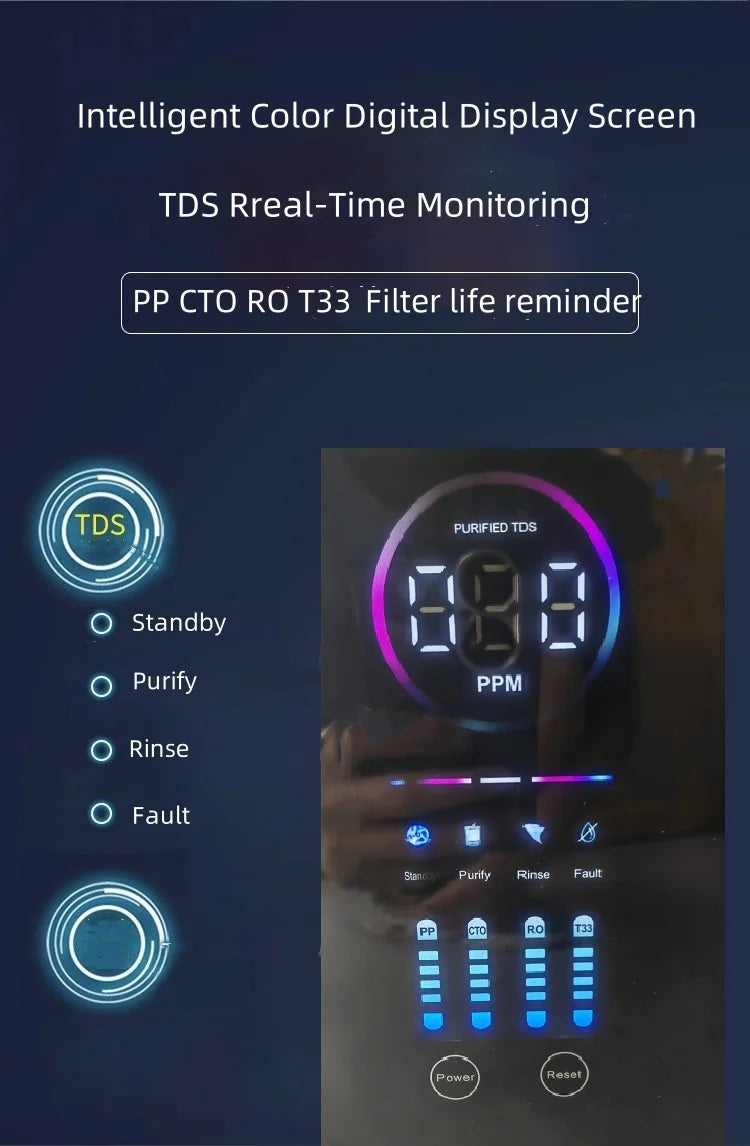 Water Purifier System 600G Flow Rate Kitchen Reverse Osmose Four Stage Water Purifier RO Water Purifier Reduced TDS