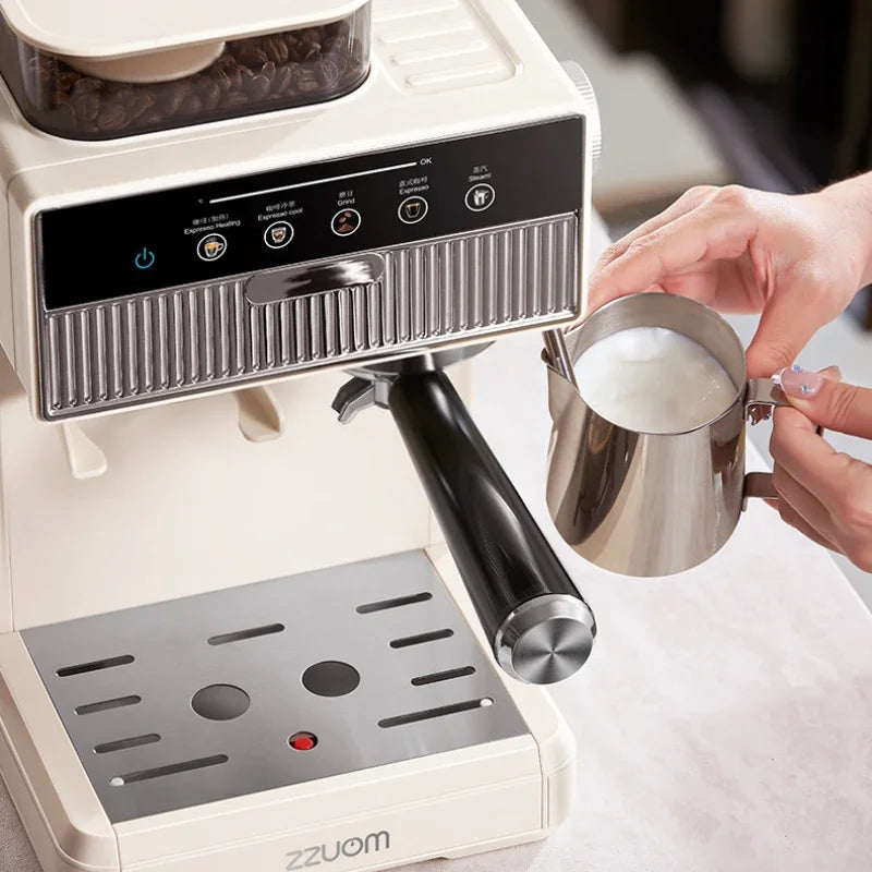 Hot and Cold Double Extraction Espresso Machine Semi-automatic Small Household Milk Coffee Machine Grinding Coffee Machine