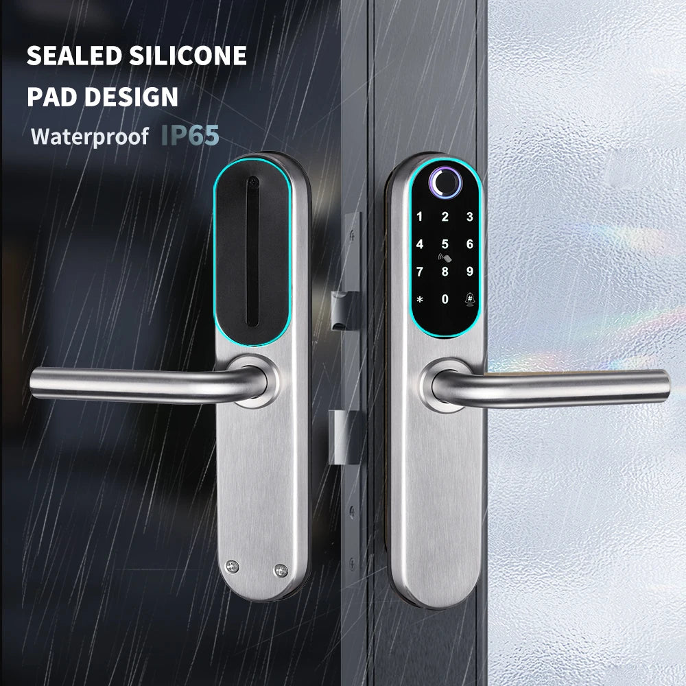 304 Stainless Steel Digital Smart Lock Aluminum Sliding Door Keyless Home Security TUYA TTlock Waterprooof Door Lock