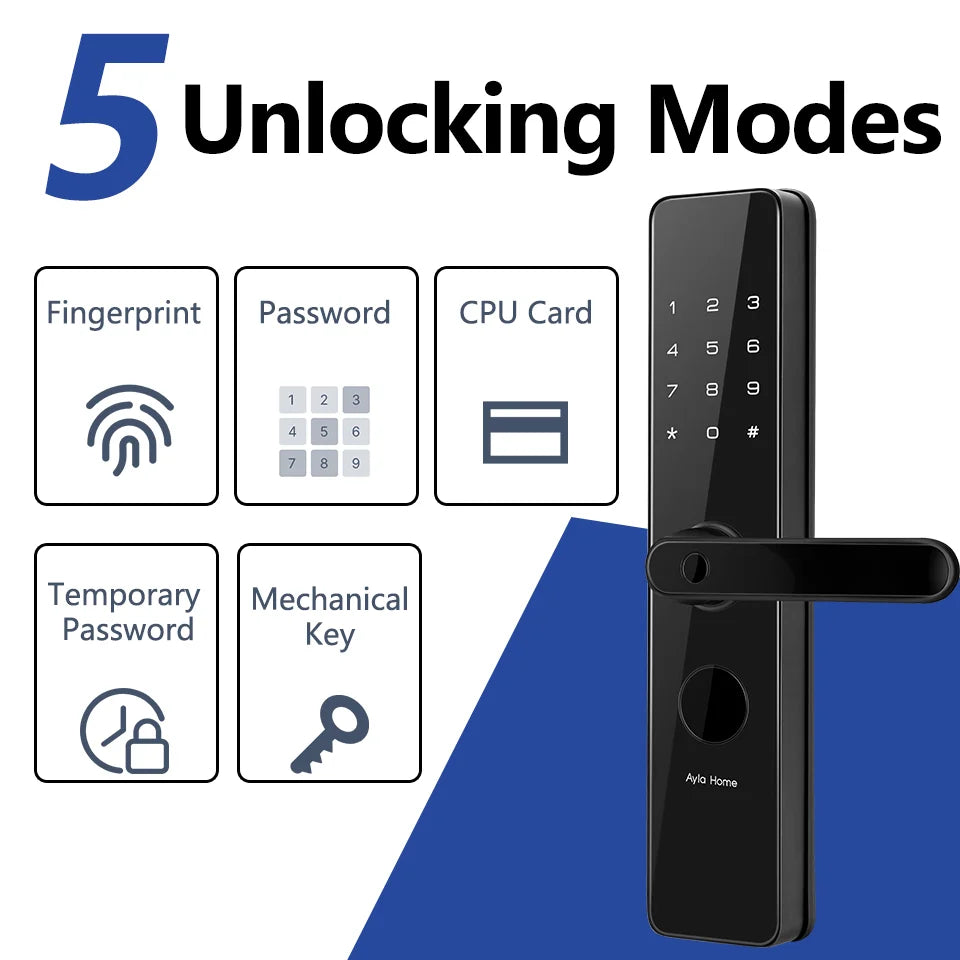 Zigbee Smart Door Lock Digital Electronic Lock Fingerprint Password Card Unlock Anti-Theft For Home Security Apartment