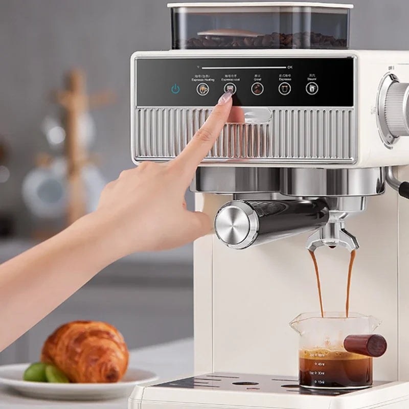 Hot and Cold Double Extraction Espresso Machine Semi-automatic Small Household Milk Coffee Machine Grinding Coffee Machine