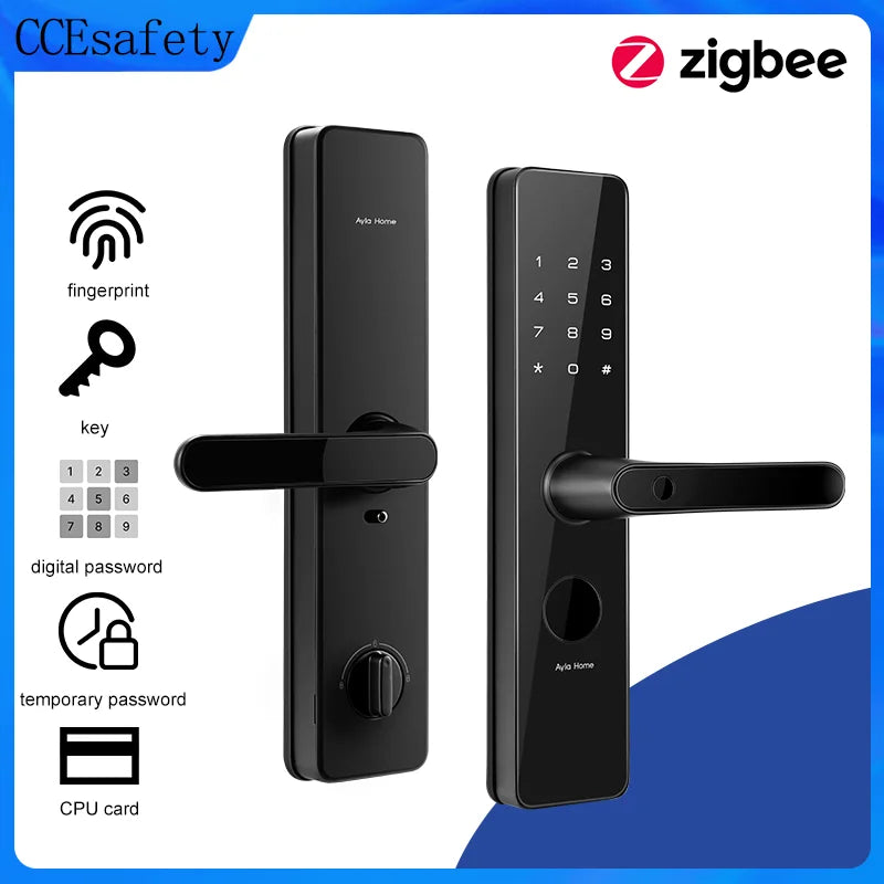 Zigbee Smart Door Lock Digital Electronic Lock Fingerprint Password Card Unlock Anti-Theft For Home Security Apartment