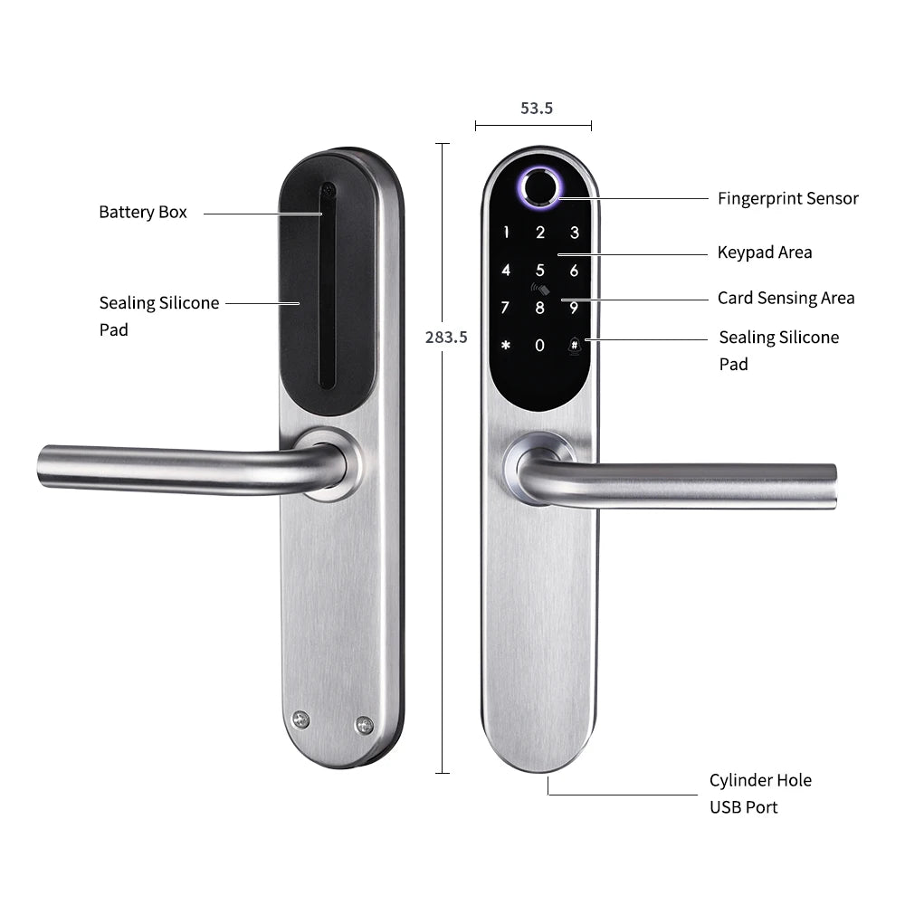 304 Stainless Steel Digital Smart Lock Aluminum Sliding Door Keyless Home Security TUYA TTlock Waterprooof Door Lock